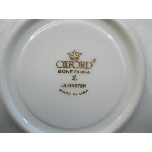 Set of6 Vtg Lenox Oxford Lexington Bone China White Platinum Trim Cups & Saucers - Picture 4 of 5
